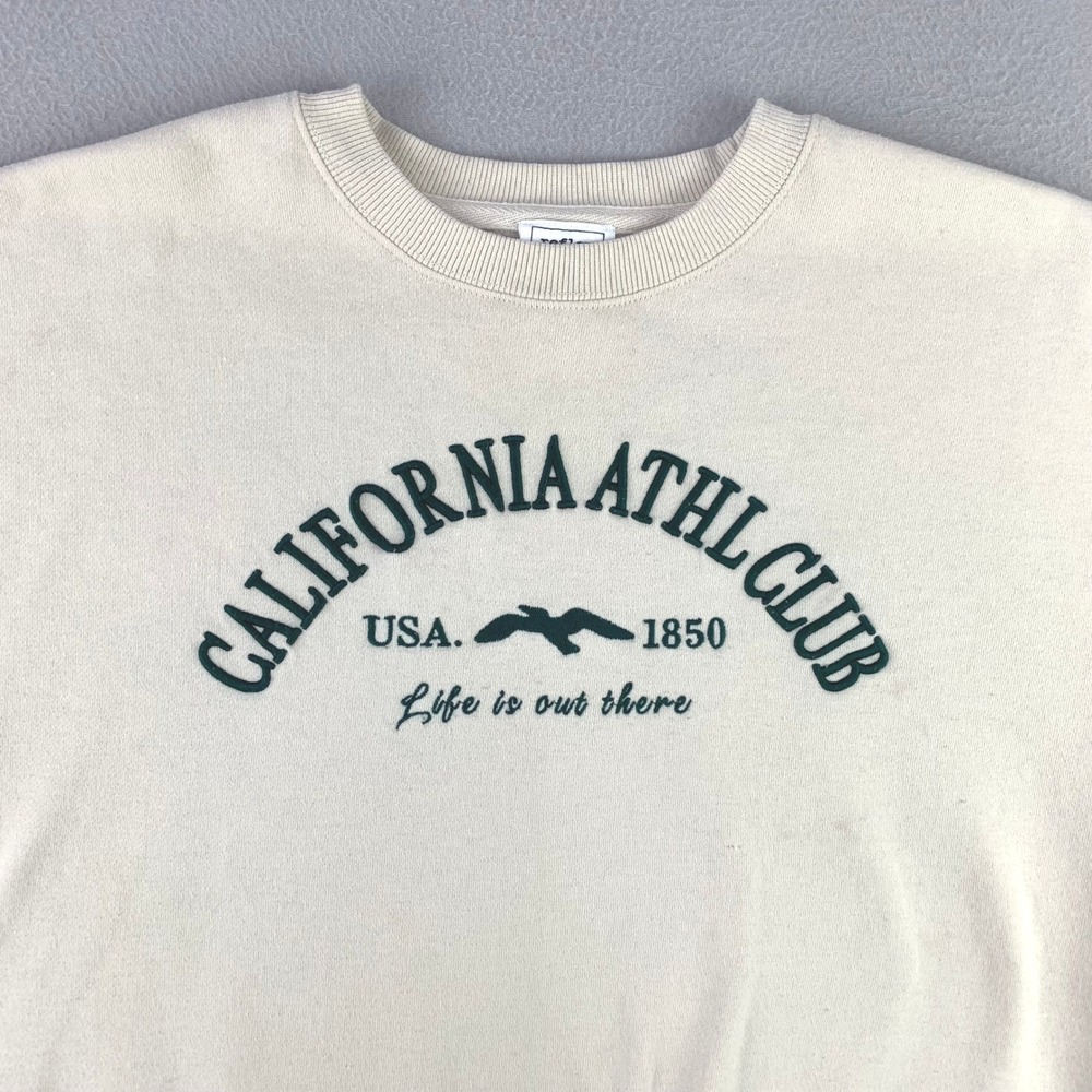 Reflex California Athletic Club Sweatshirt Women M Beige Graphic Pullover Retro‎